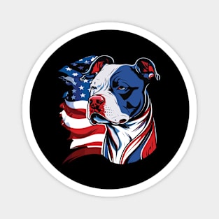 American Pitbull with US stars and stripes Flag Illustration Magnet